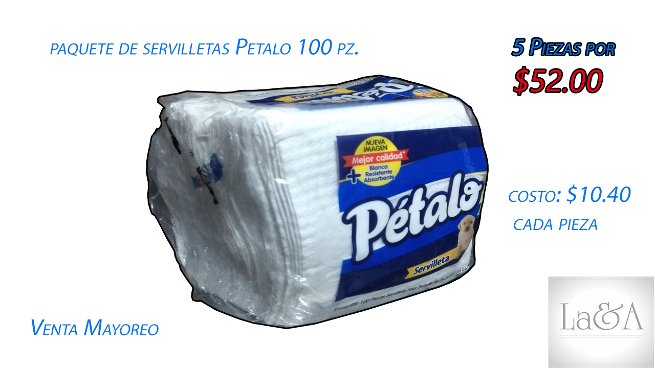 Servilletas Pétalo 100 pzs.
